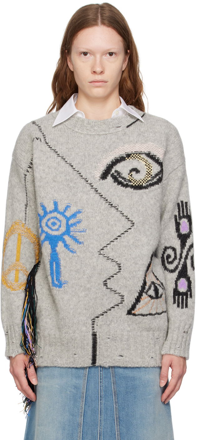 Villapaita Stella McCartney Intarsia Knit Sweater Harmaa | 6K05673S2438