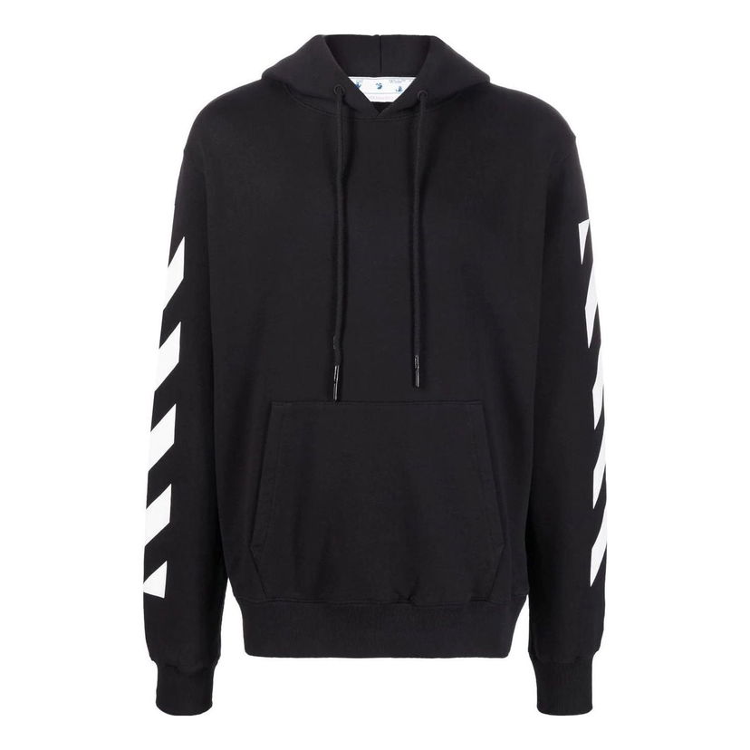 Huppari Off-White Loose Fit Hoodie With Arrow Pattern Musta | OMBB097C99FLE0121001