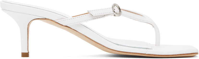 Asusteet Aeyde Aeyde Leigh Leather Toe-Post Heeled Sandals Valkoinen | A11-HS-GAIS55TB162-SS25-1020-007