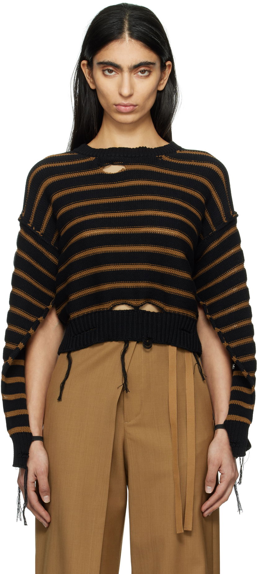 Villapaita Maison Margiela MM6 Maison Margiela Striped Distressed Crewneck Sweater Monivärinen | S52HL0042 M13080