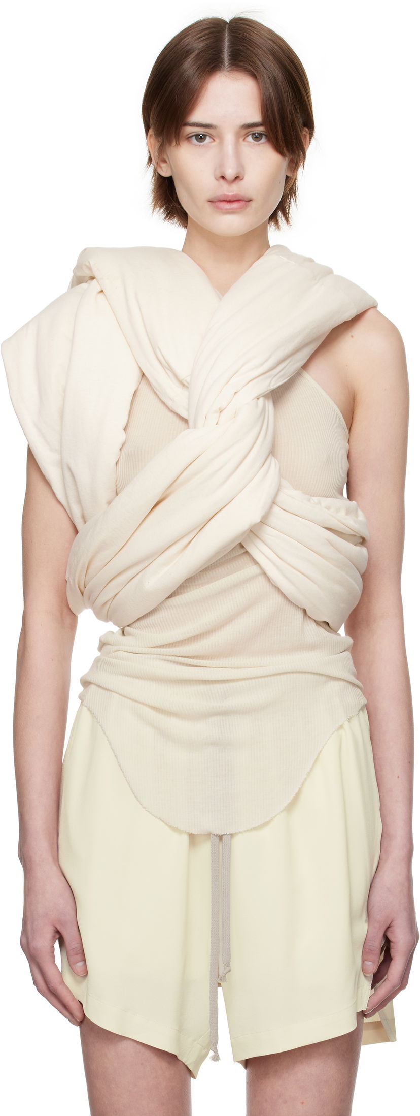 Tankkitoppi Rick Owens Rick Owens Hollywood Triple Donut Top Beige | RP01E7432 JNC