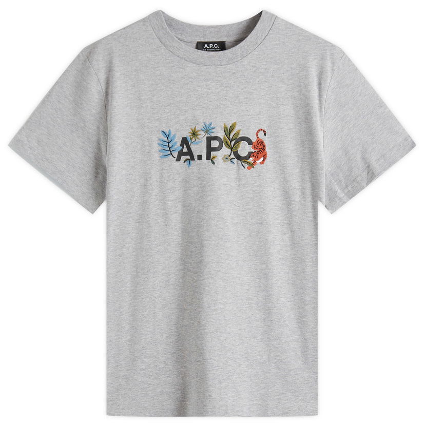 T-paita A.P.C. Men's Auguste Nature Logo T-Shirt, Size Small Harmaa | COBQX-M26497-PLA