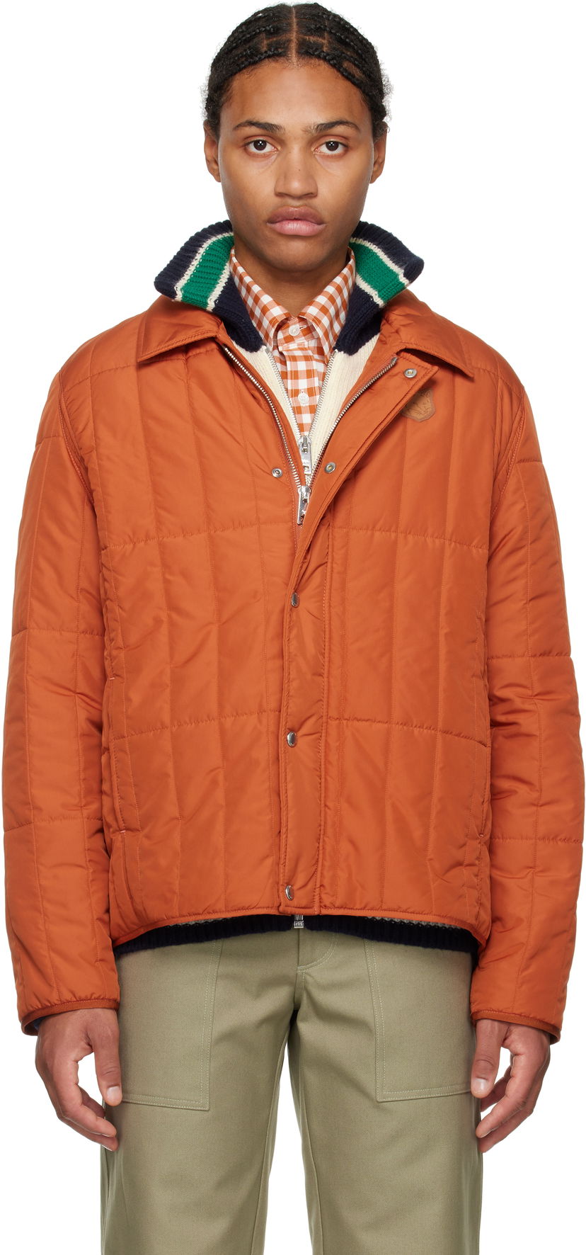 Bomber-takki MAISON KITSUNÉ Quilted Blouson Jacket Oranssi | NM02104WQ4042