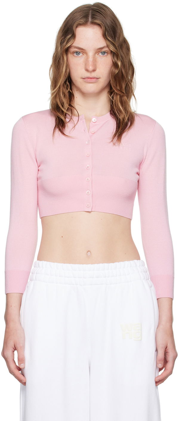Villapaita Alexander Wang Cropped Cardigan Vaaleanpunainen | 4KC3243019