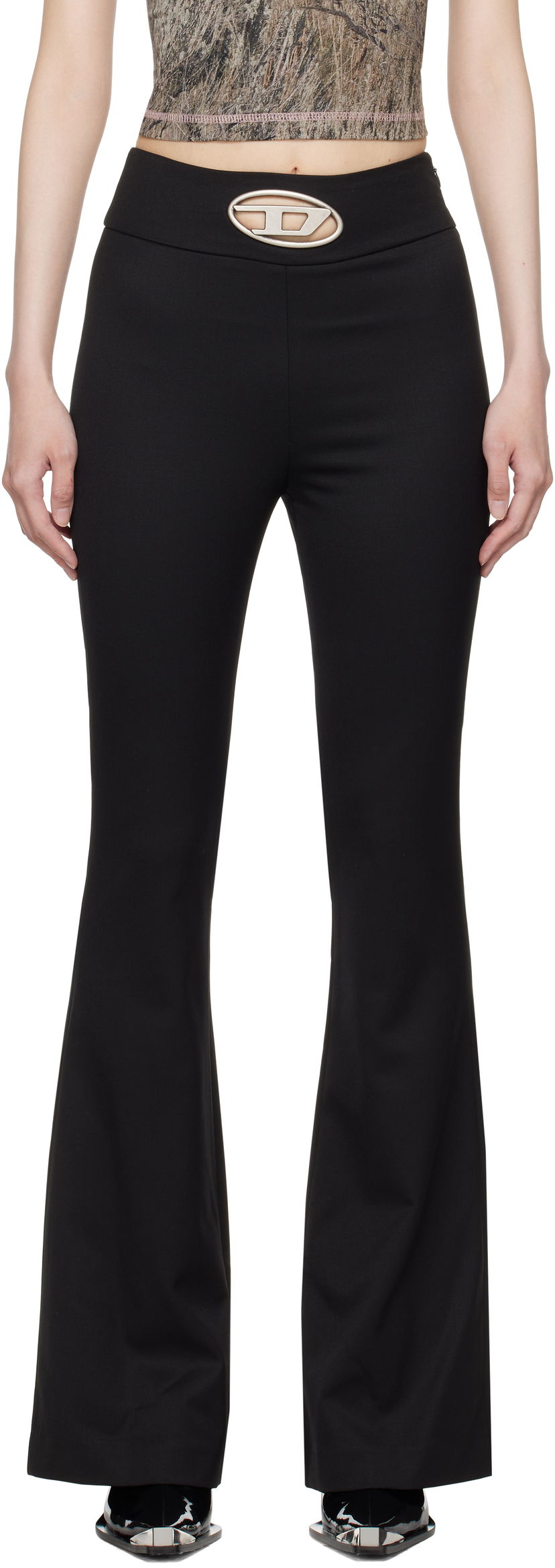 Housut Diesel Black P-Erseus Flare Trousers Musta | A14390 0PHAL