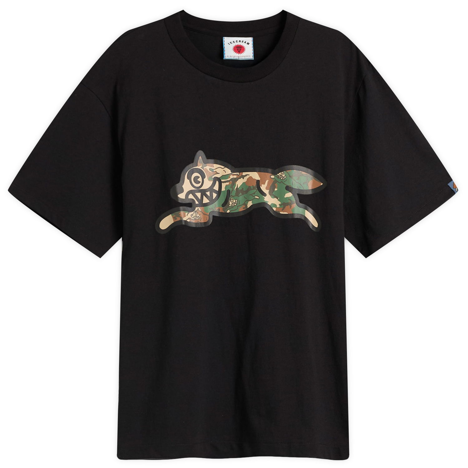 T-paita BBC IceCream ICECREAM Woodland Camo Running Dog Graphic Tee, Large Musta | IC25380-BLK, 1