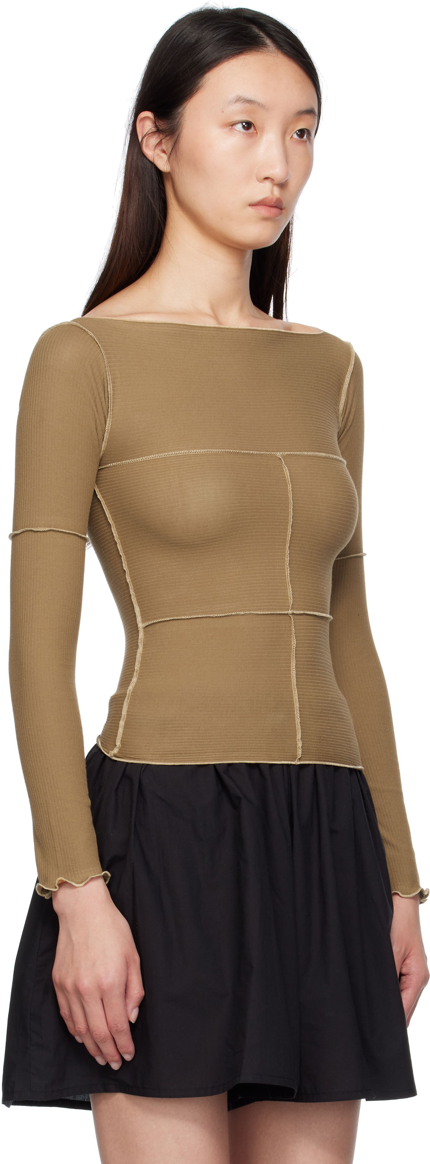 T-paita Baserange Baserange Cinder Long Sleeve T-Shirt Ruskea | TOCL-RB-SU25, 1