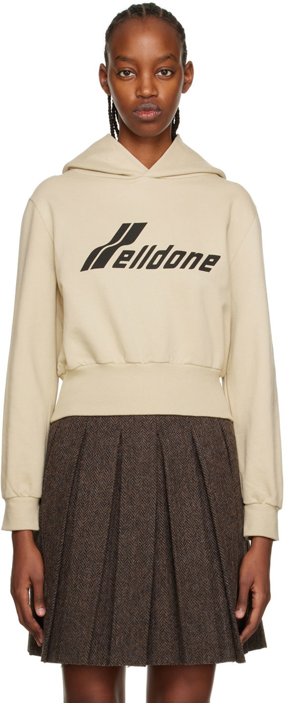 Huppari We11done Printed Cropped Hoodie Beige | WD-TH3-22-865-W-BG, 0
