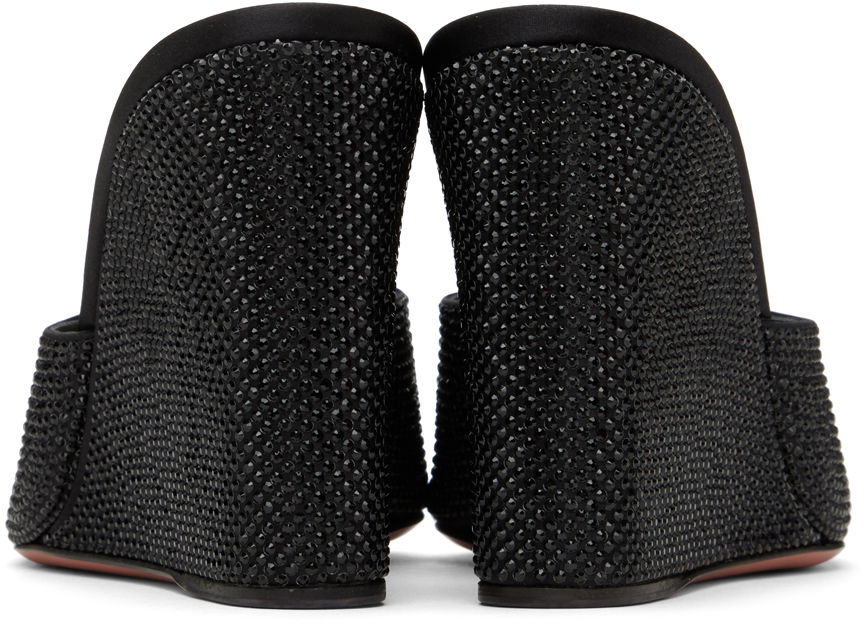 Asusteet Amina Muaddi Amina Muaddi Lupita Crystal Wedge Heeled Sandals Musta | LUPITA CRYSTAL WEDGE WEDGE SATIN, 1