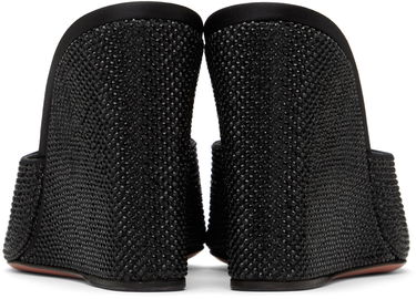 Asusteet Amina Muaddi Amina Muaddi Lupita Crystal Wedge Heeled Sandals Musta | LUPITA CRYSTAL WEDGE WEDGE SATIN, 1