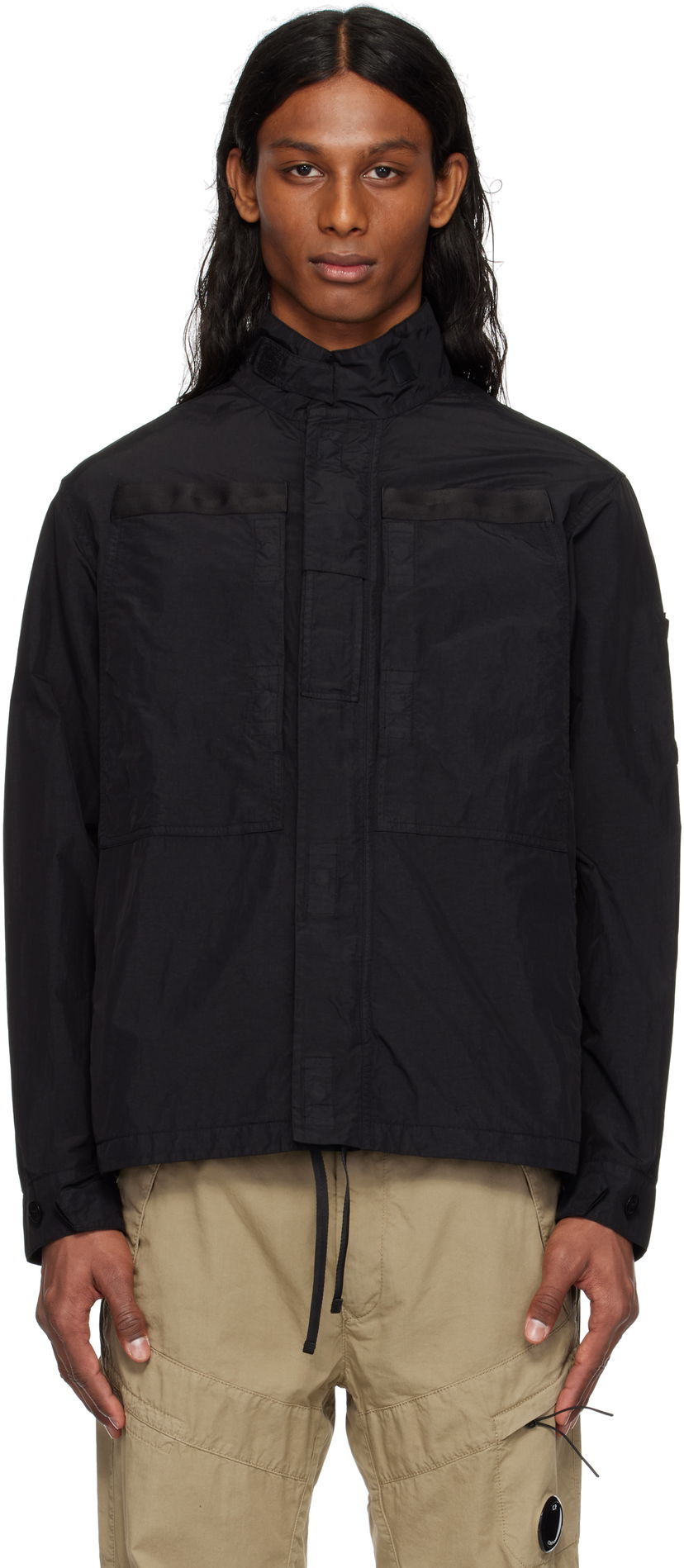 Tuulitakki C.P. Company C.P. Company Flatt Nylon Lens Overshirt Musta | 18CMOS081A-005991G