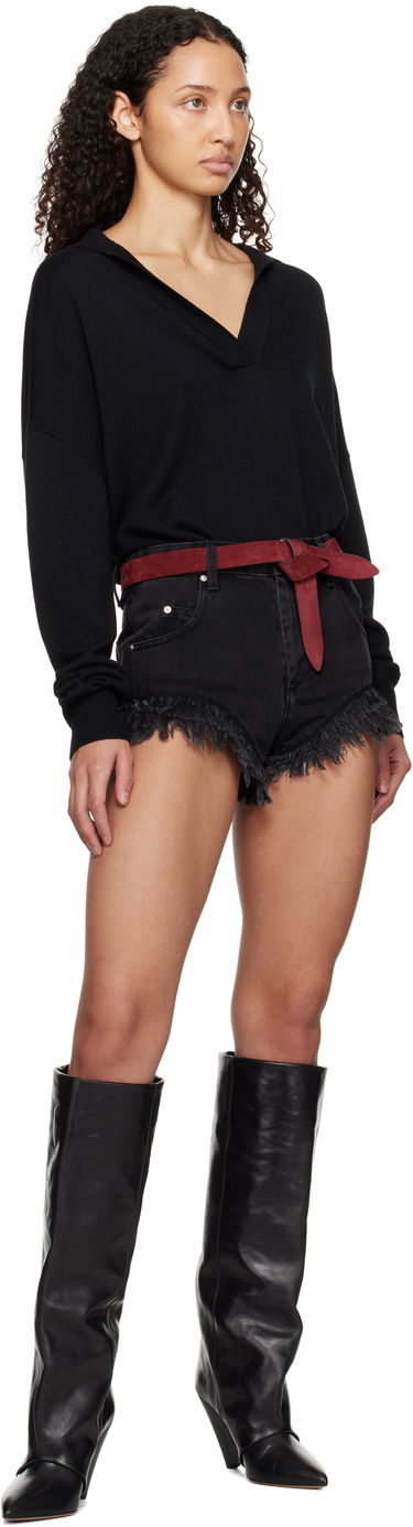 Shortsit ISABEL MARANT Isabel Marant Eneidao Frayed Denim Shorts Musta | SH0033FB-B1H04I, 4
