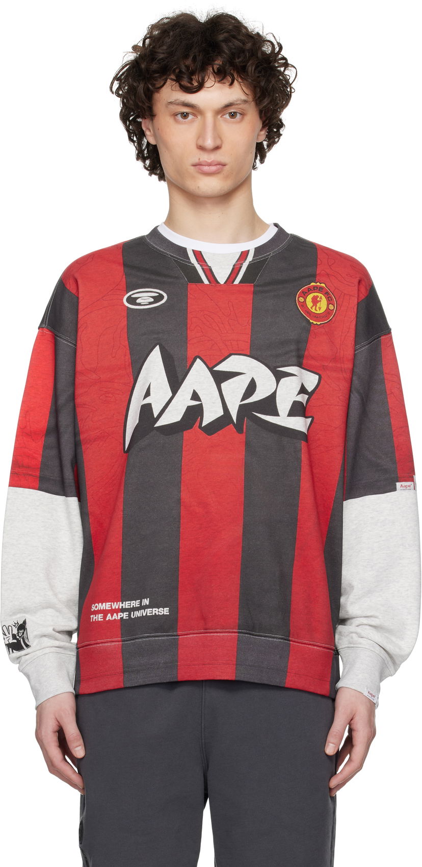 Villapaita AAPE by A Bathing Ape AAPE by A Bathing Ape Moonface Crewneck Sweatshirt Punainen | AAPSWMC328XXOWH2