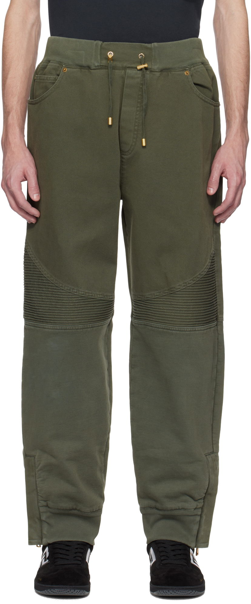 Verryttelyhousut Balmain Balmain Loose-Fit Denim & Jersey Trousers Vihreä | EH1MD045DF43