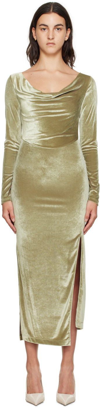 Mekko Helmut Lang Helmut Lang Asymmetrical Maxi Dress Vihreä | N07HW601
