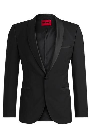 Takki BOSS HUGO Extra-Slim-Fit Tuxedo Jacket Musta | 50476333
