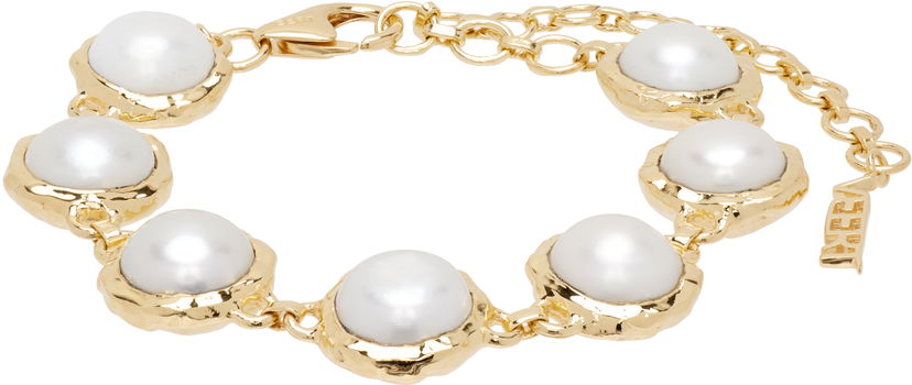 Rannerengas VEERT VEERT The Pearl Circle Gold-Tone Pearl Bracelet Metallinen | JL0022BYG