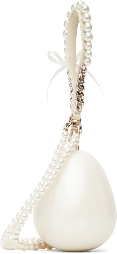 Käsilaukku Simone Rocha Simone Rocha Pearl & Chain Strap Pearl Egg Bag Valkoinen | BAG110ECBOW 0773, 2