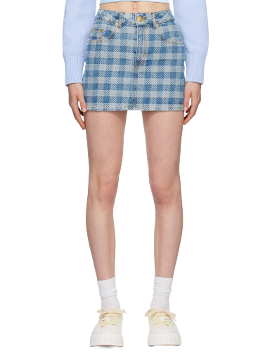 Hame AMI Gingham Denim Miniskirt Turkoosi | FSK011.DE0010