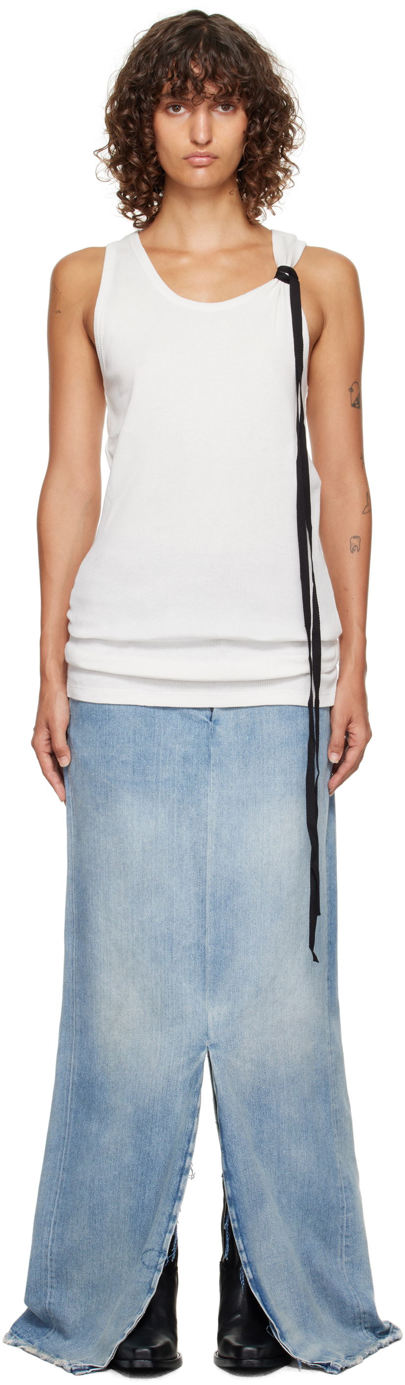 Tankkitoppi Ann Demeulemeester Ann Demeulemeester Seva Ribbed Tank Top Valkoinen | 2520-W-JTO20-FA659-003