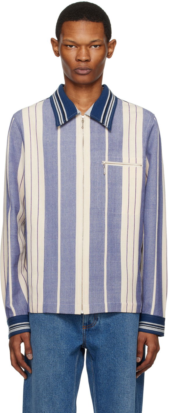 Paita Wales Bonner Wales Bonner Striped Zip Jacket Sininen | MS23SH04-CO12-5990