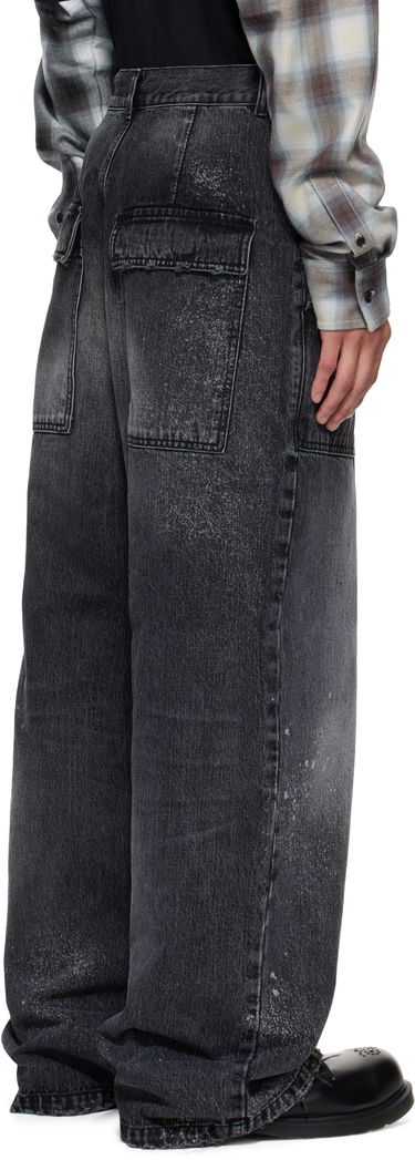 Jeans We11done Carpenter Wide-Leg Distressed Paint Splatter Jeans Musta | WD-DP2-25-340-M-BK, 2