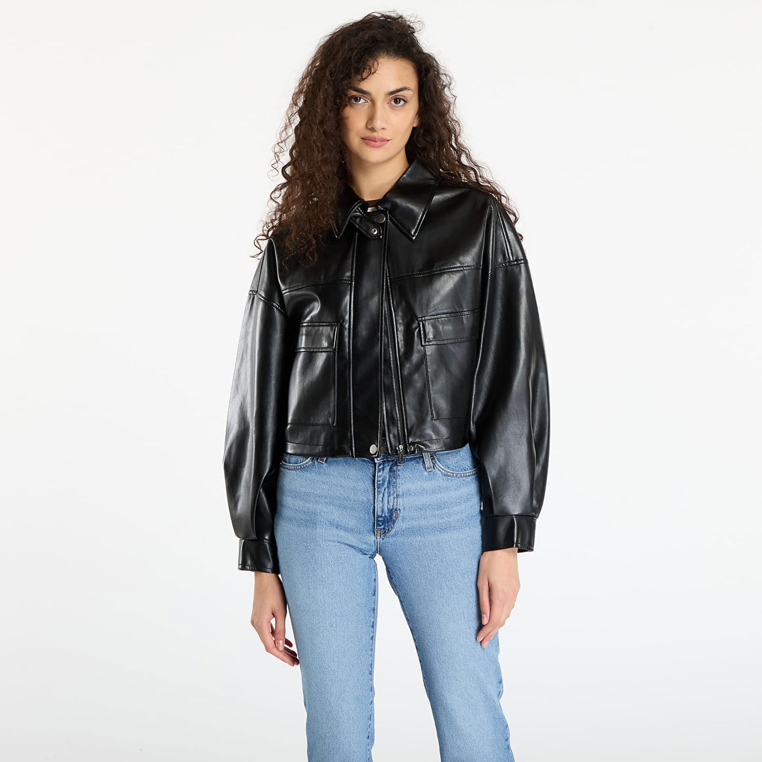 Takki GUESS Flaminia Crop Pu Jacket Musta | W5BL87WF8P0-JBLK, 0