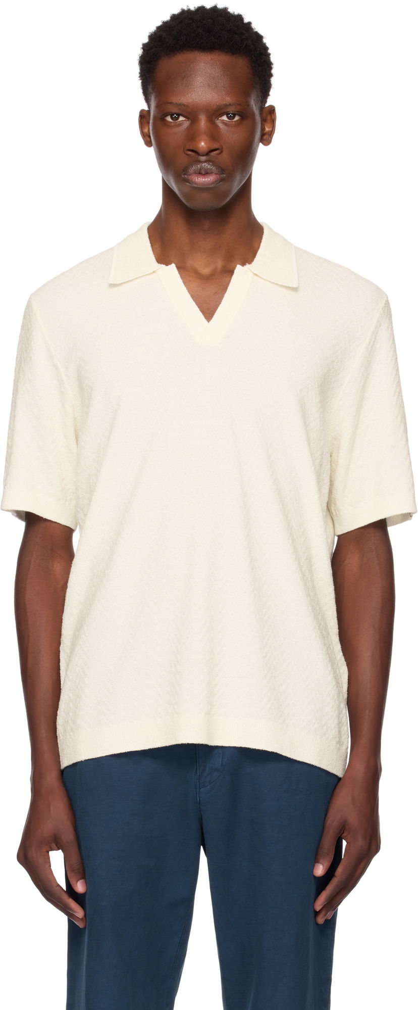 Poolopaita rag & bone Rag & Bone Zuma Herringbone Knit Polo Valkoinen | MBS25P019NC19