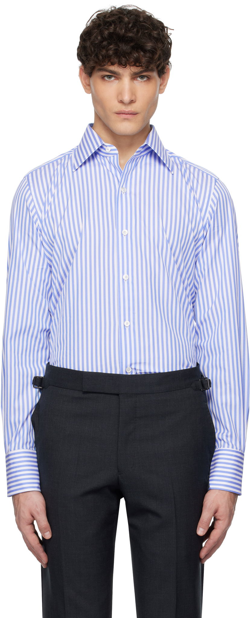 Paita Tom Ford TOM FORD Ladder Stripe Slim Fit Shirt Sininen | HSBC01-CGP75