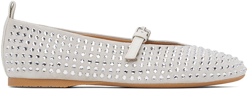 Kengänhoito JW Anderson JW Anderson Suede Mary Jane Ballerina Flats Harmaa | ANW43052A 20093