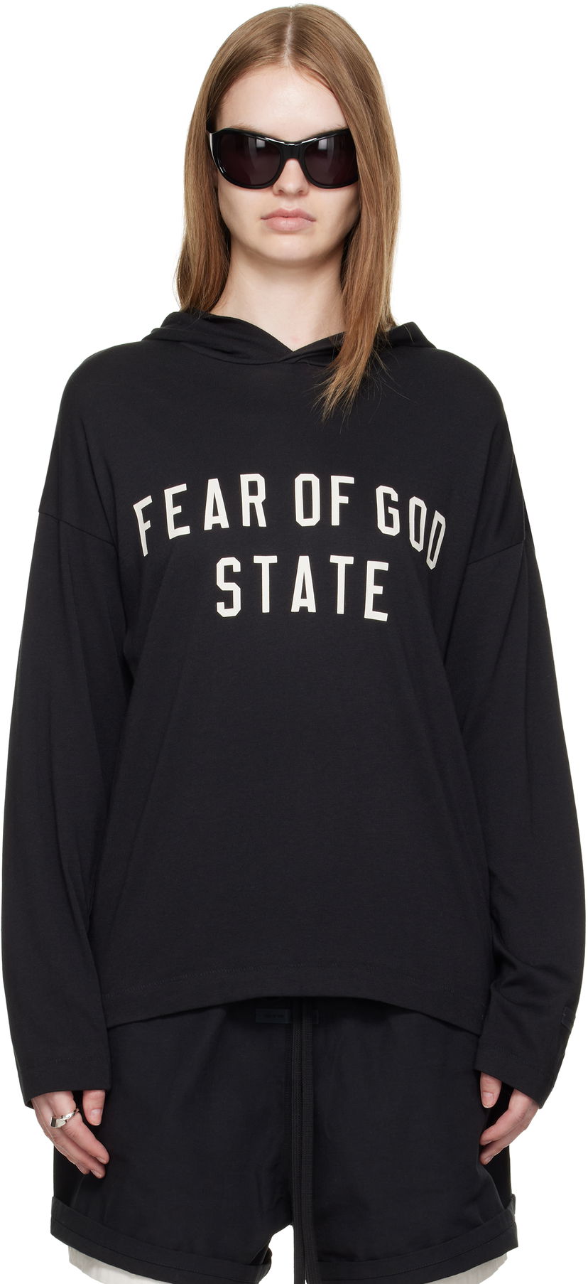 Huppari Fear of God Fear of God ESSENTIALS Long Sleeve Hoodie Musta | 125SP257170FW