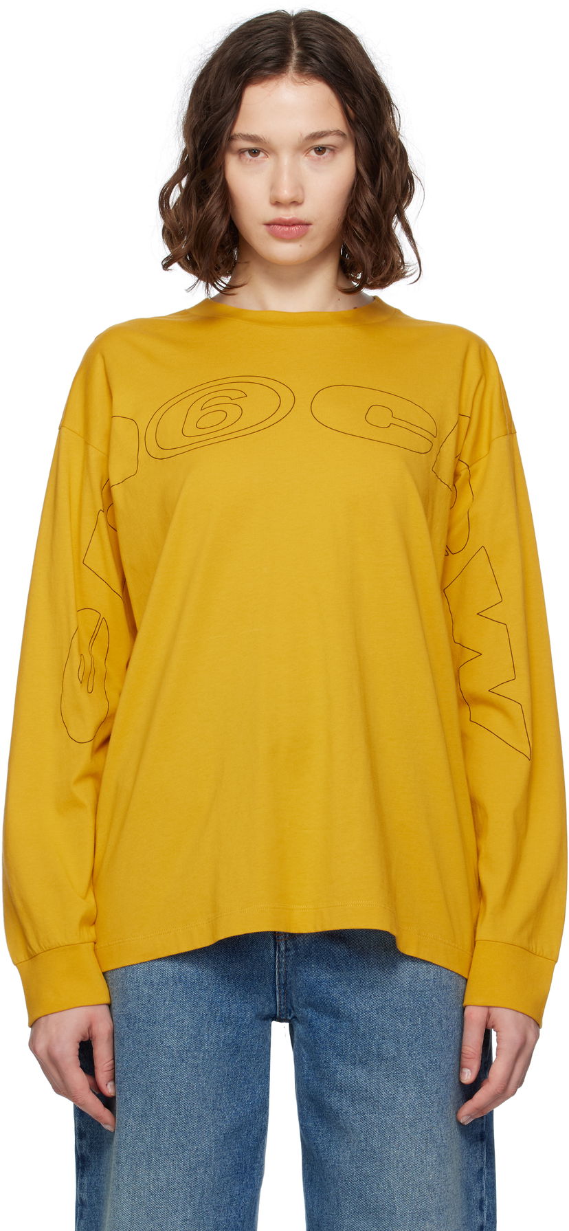 T-paita Maison Margiela MM6 Maison Margiela Long Sleeve T-Shirt Keltainen | SH0NH0017 S24312