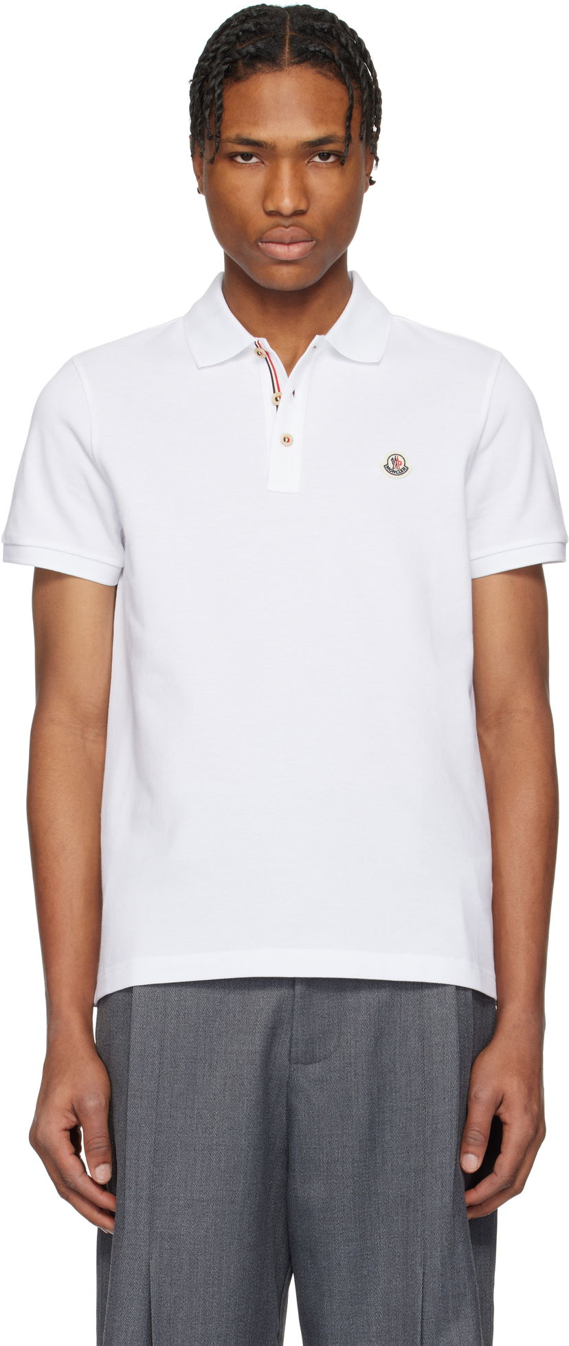 Poolopaita Moncler Moncler Logo Patch Cotton Polo Valkoinen | K10918A0003084556