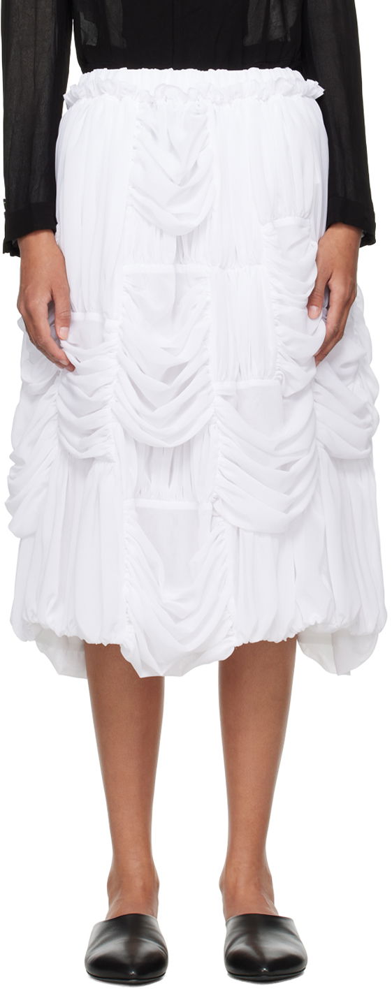 Hame Comme des Garçons Comme des Garçons Ruched Midi Skirt Valkoinen | RM-S016-051