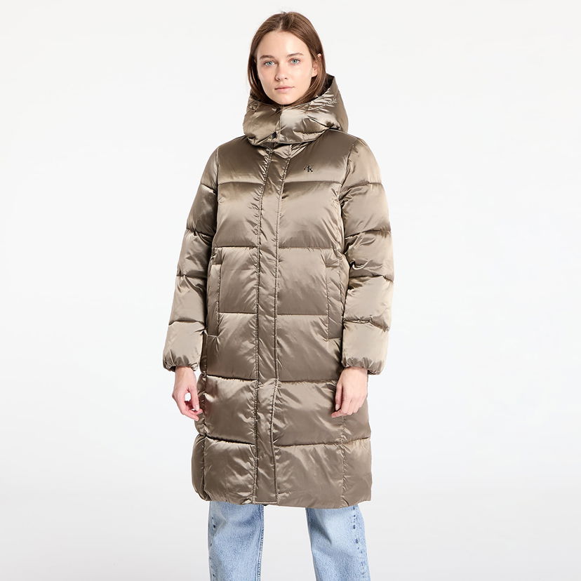 Puffer takki CALVIN KLEIN Shiny Satin Puffer Coat Brindle Beige | J20J224617 PAV