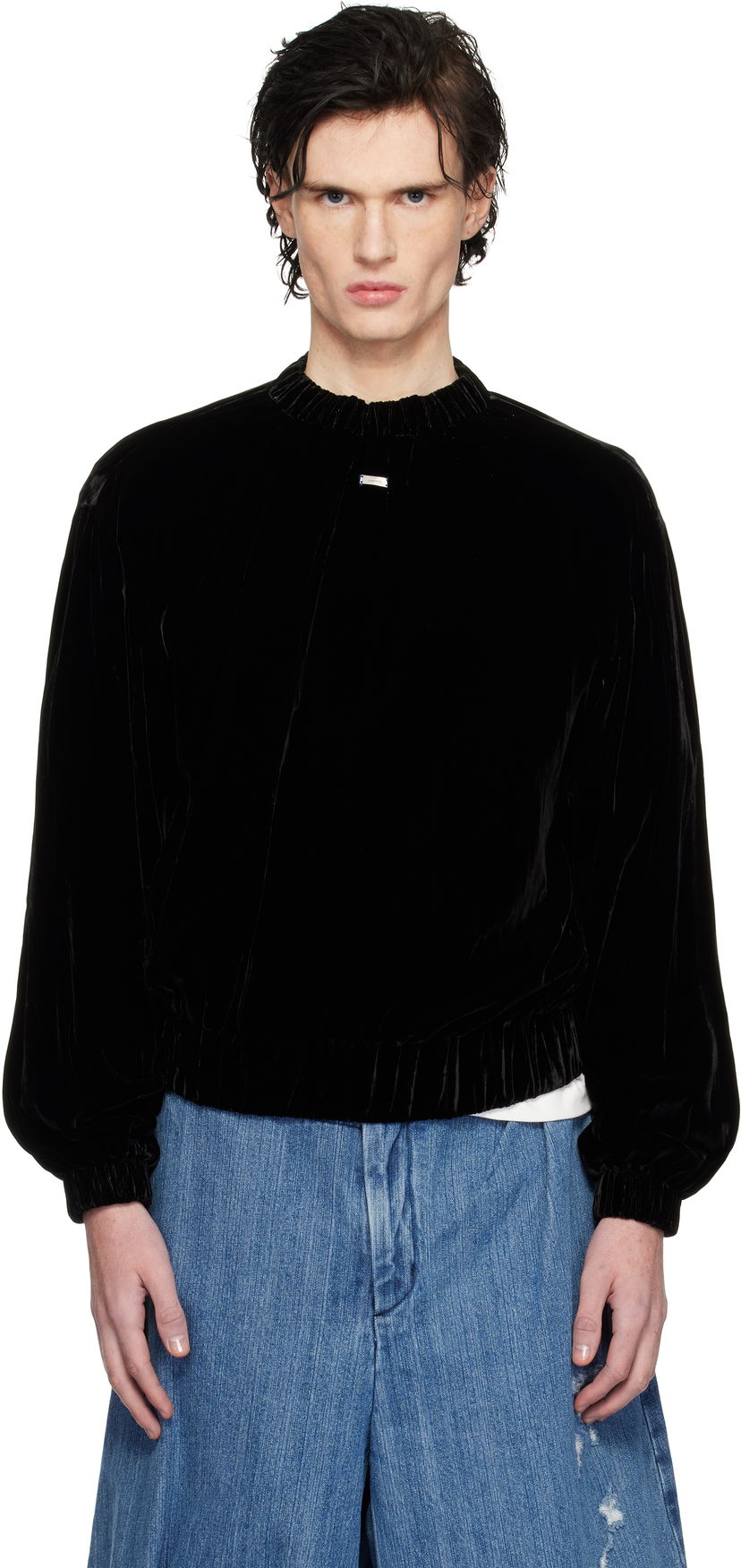 Huppari ADER ERROR Velvet Relaxed Fit Sweatshirt Musta | BN01FWSW0101BK