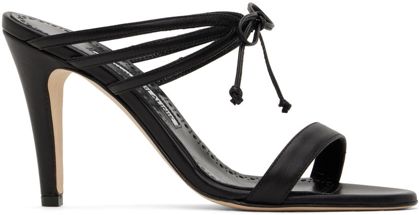 Asusteet Manolo Blahnik Manolo Blahnik Bomasan Tie Heeled Sandals Musta | 423-1653