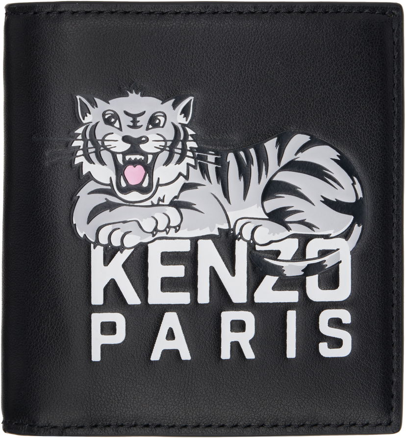 Lompakko KENZO Kenzo Paris 'Kenzo Varsity' Leather Mini Wallet Musta | FF55PM603L46