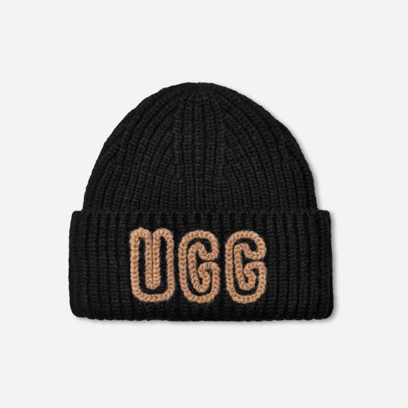 Pipo UGG Ribbed Beanie Musta | 102345-BLK