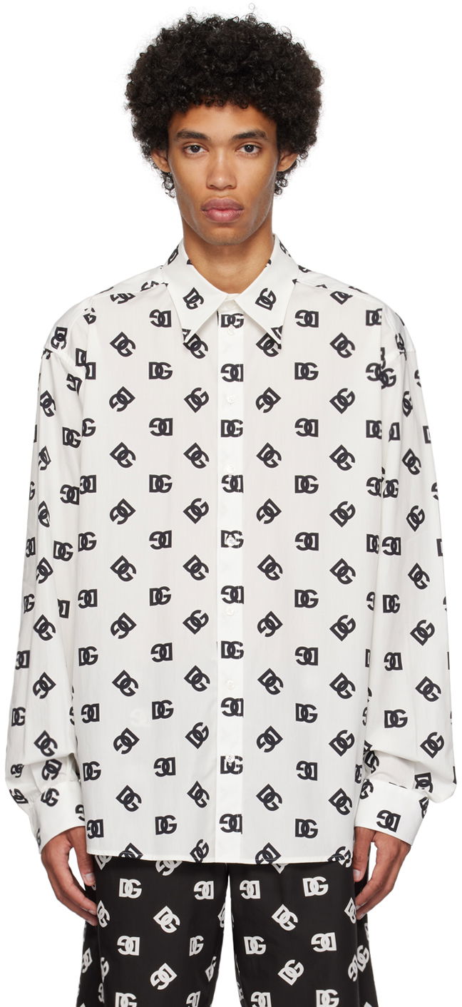Paita Dolce & Gabbana White Monogram Shirt Valkoinen | G5IT7THS5OO