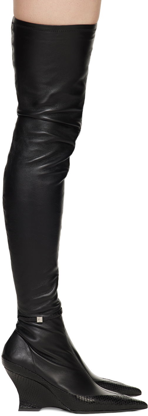 Vaatteet Givenchy Givenchy Raven Thigh-High Wedge Boots Musta | BE7038E22G001