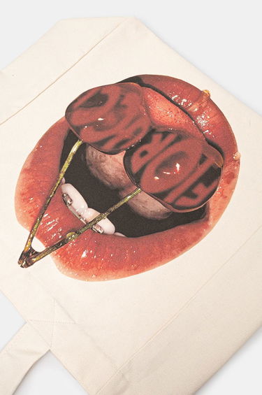 Kangaskassi Fiorucci Mouth Print Canvas Tote Bag Valkoinen | U01FPABA207CO03WH02, 3