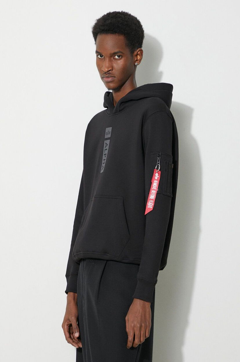 Huppari Alpha Industries Hoodie With Print Musta | 146338