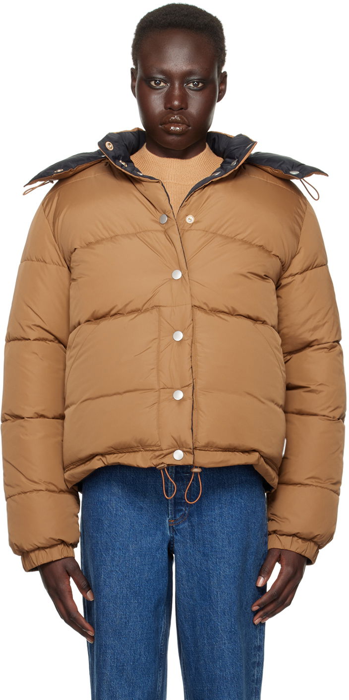 Puffer takki A.P.C. Tan & Black Sophie Reversible Puffer Jacket Ruskea | PAAFW-F30200