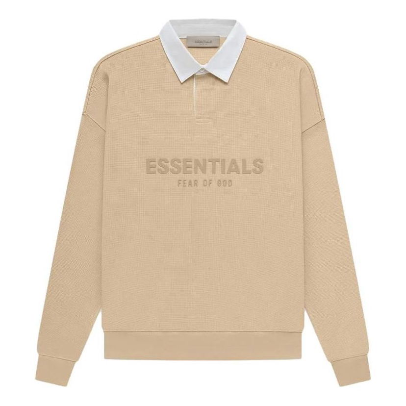 Poolopaita Fear of God Essentials Waffle Long Sleeve Polo Beige | FOG-SS23-055