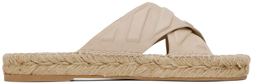 Vaatteet Off-White Diag Lea Espadrille Sandals Beige | OWIB012S23LEA0016161