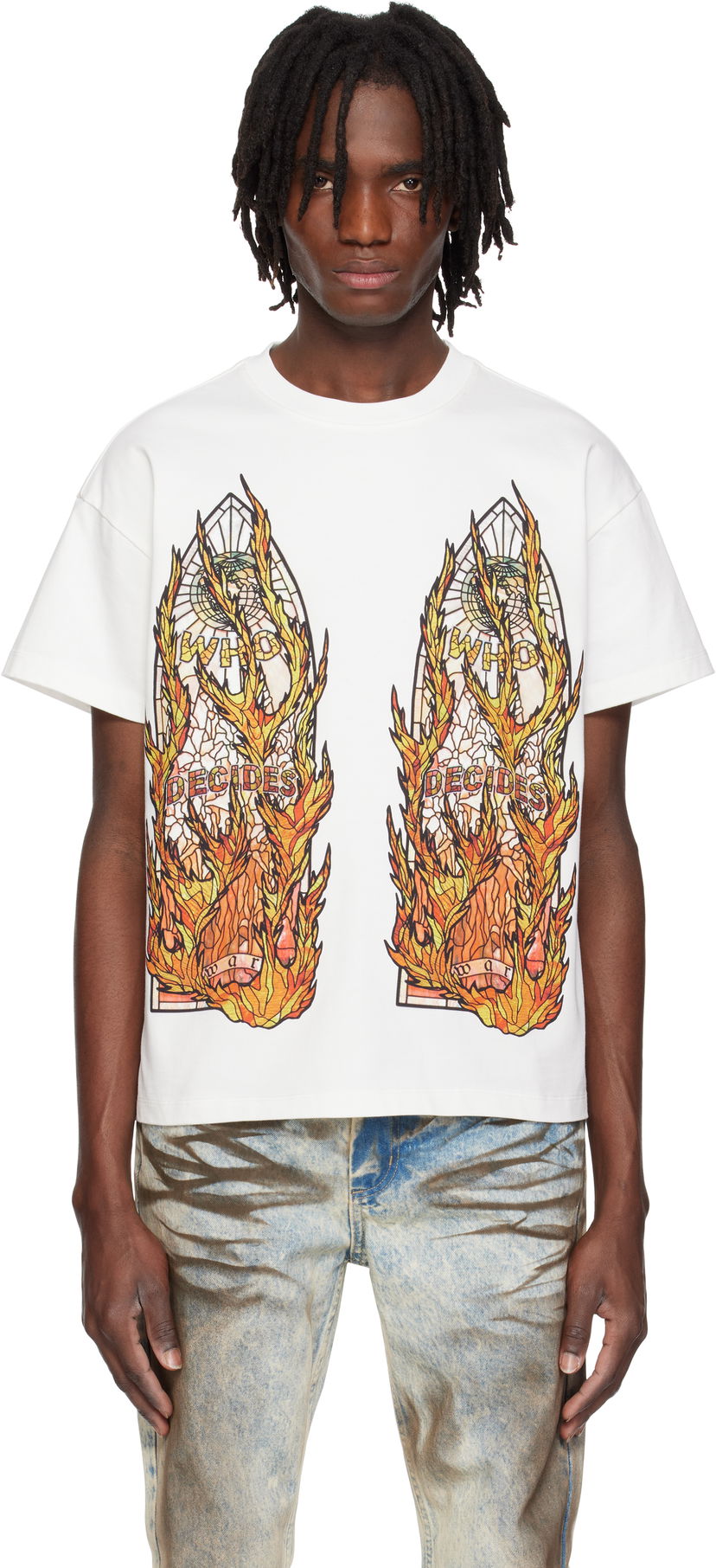 T-paita Who Decides War Who Decides War Flame Glass T-Shirt Valkoinen | 1110030001SE25