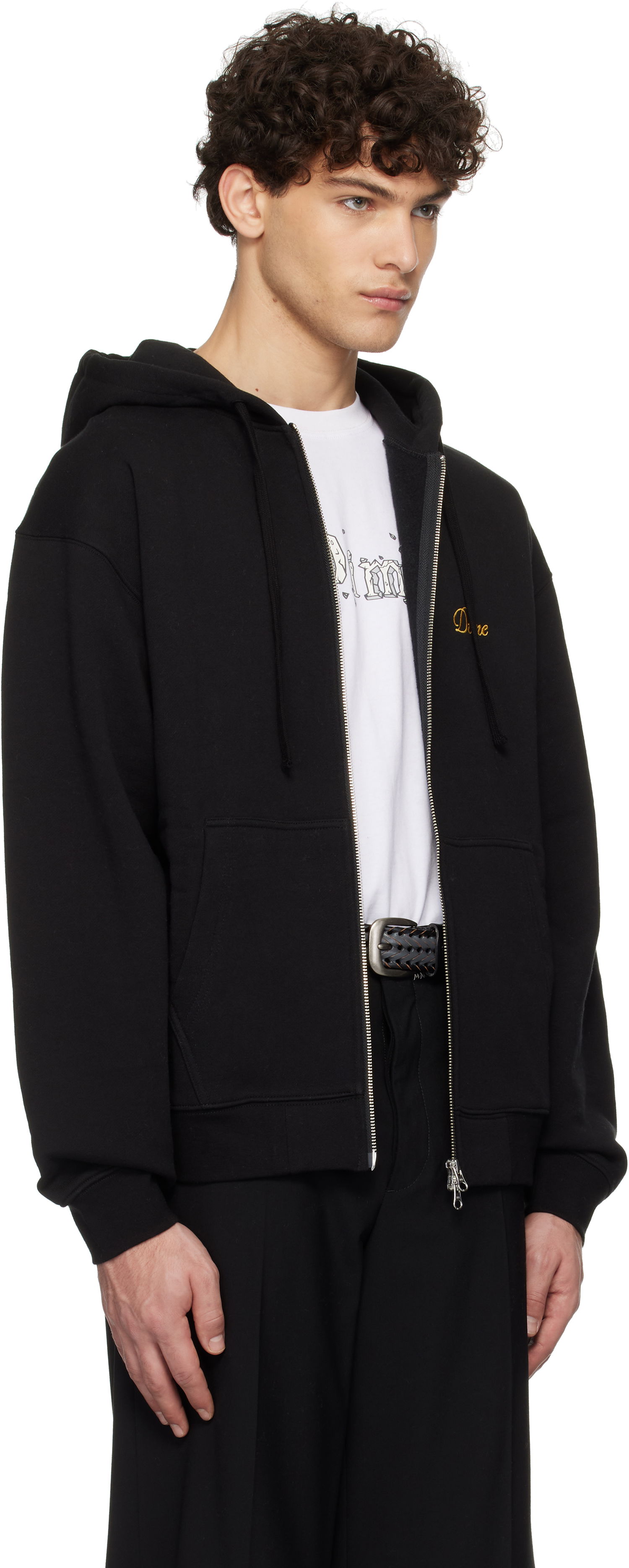 Huppari Dime Cursive Logo Zip-Up Hoodie Musta | DIMEHO2453BLK, 1