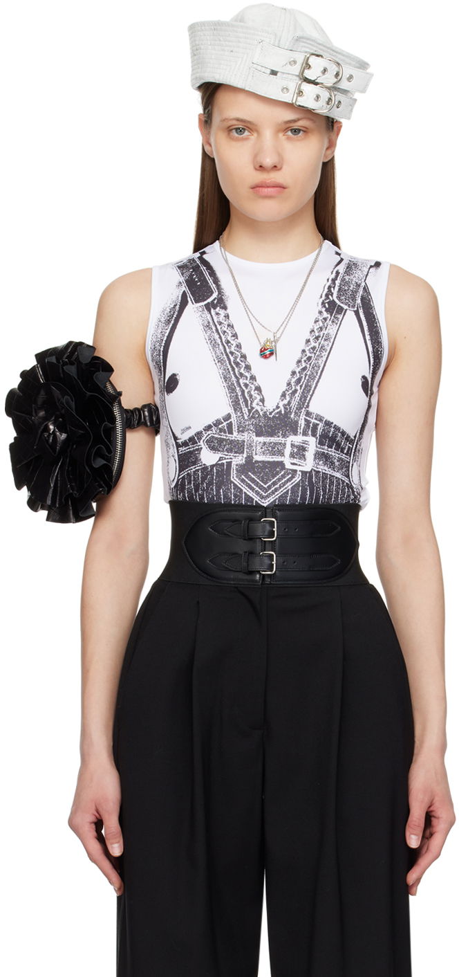 Tankkitoppi Jean Paul Gaultier Jean Paul Gaultier 'Trompe L'oeil' Printed Tank Top Valkoinen | 24/25-U-TO183-J547-0100