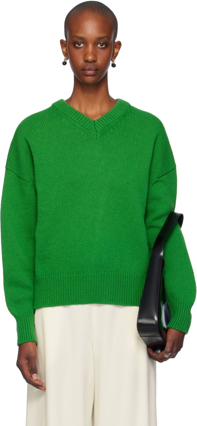 Villapaita &Daughter Slouch V-Neck Sweater Vihreä | F2205